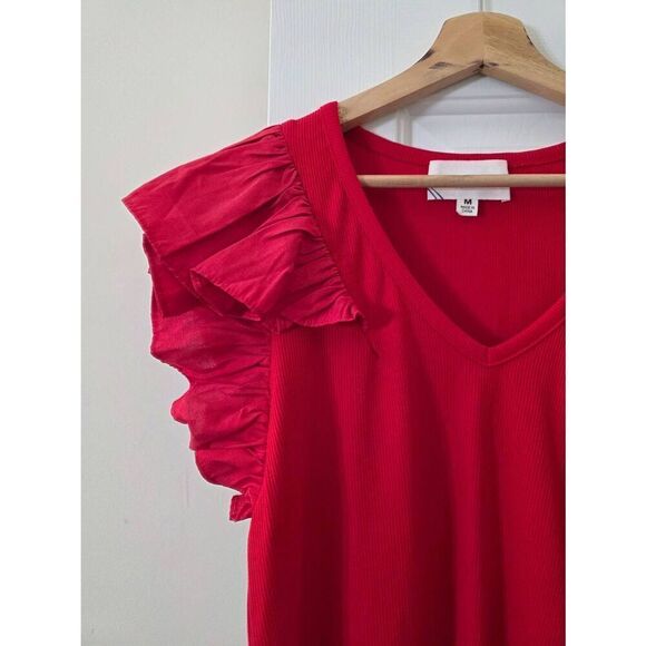 Tuckernuck Pomander Place Red Ribbed Top M - Picture 3 of 8